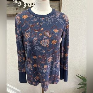 Sundance Navy Waffle Knit Thermal Top ladies size large